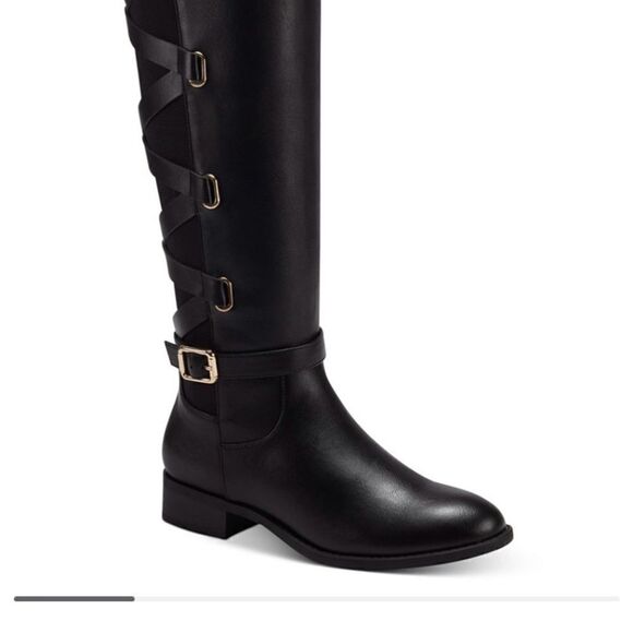 Thalia Sodi Veronica Wide Calf Black Women’s Riding Boots Size 6 - Picture 1 of 7